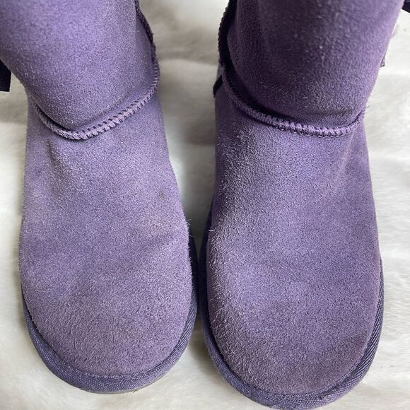 Kookaburra by Ugg Girls suede purple short boots with side bows size 2 - Picture 9 of 12